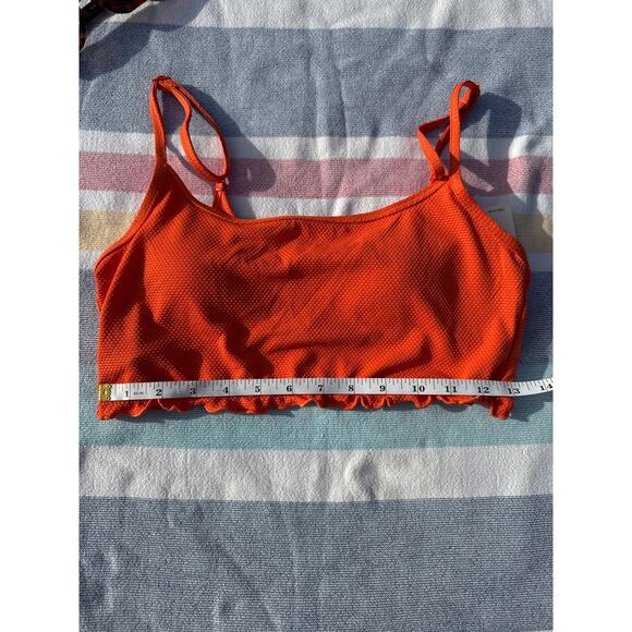 NWT, Women, Aerie, Bikini Top, Ruffled Edge, Orange, Sz M - Picture 2 of 4